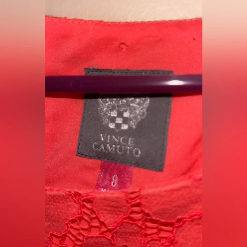 NWOT Vince Camuto Coral Lace Overlay cocktail Mini Dress size 8 ORIGINAL $180 - Picture 8 of 8